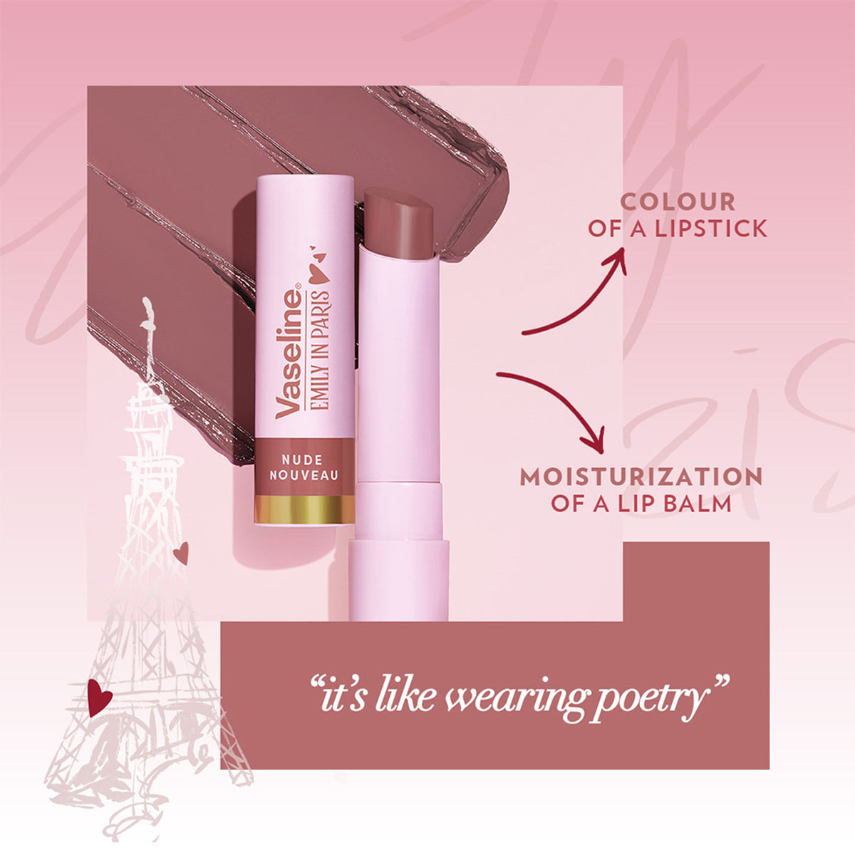 Vaseline Nude Nouveau Emily In Paris Limited Edition Nude Tinted Lip Balm Stick - Pack Of 2