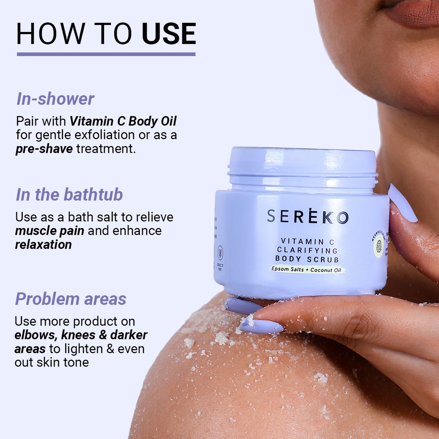 SEREKO Vitamin C Body Scrub for Tan Removal, Ingrown Hair & Body Exfoliation