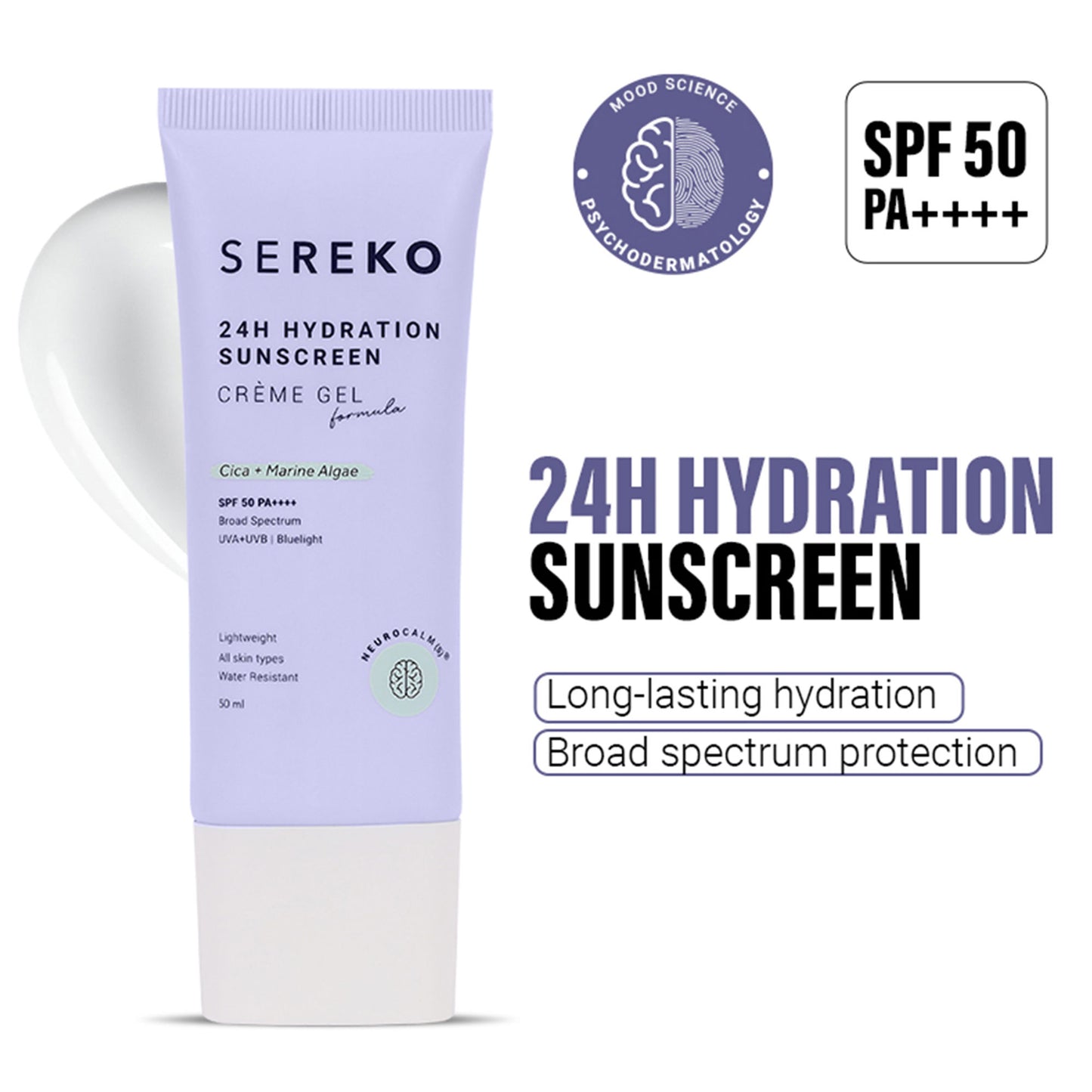 Sereko Spf 50 Pa++++ Face Sunscreen Lightweight, No White Cast, Water Resistant With Cica