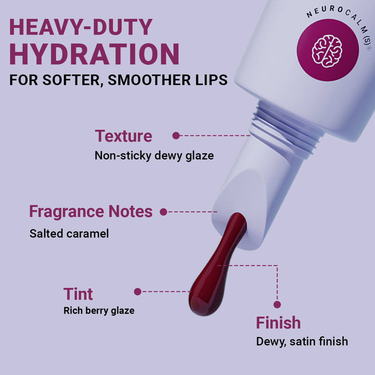 Sereko Hydra - Peptide Lip Balm, Clear, Enriched With Ceramides Barrier Repair Salted Caramel - Raspberry Sorbet