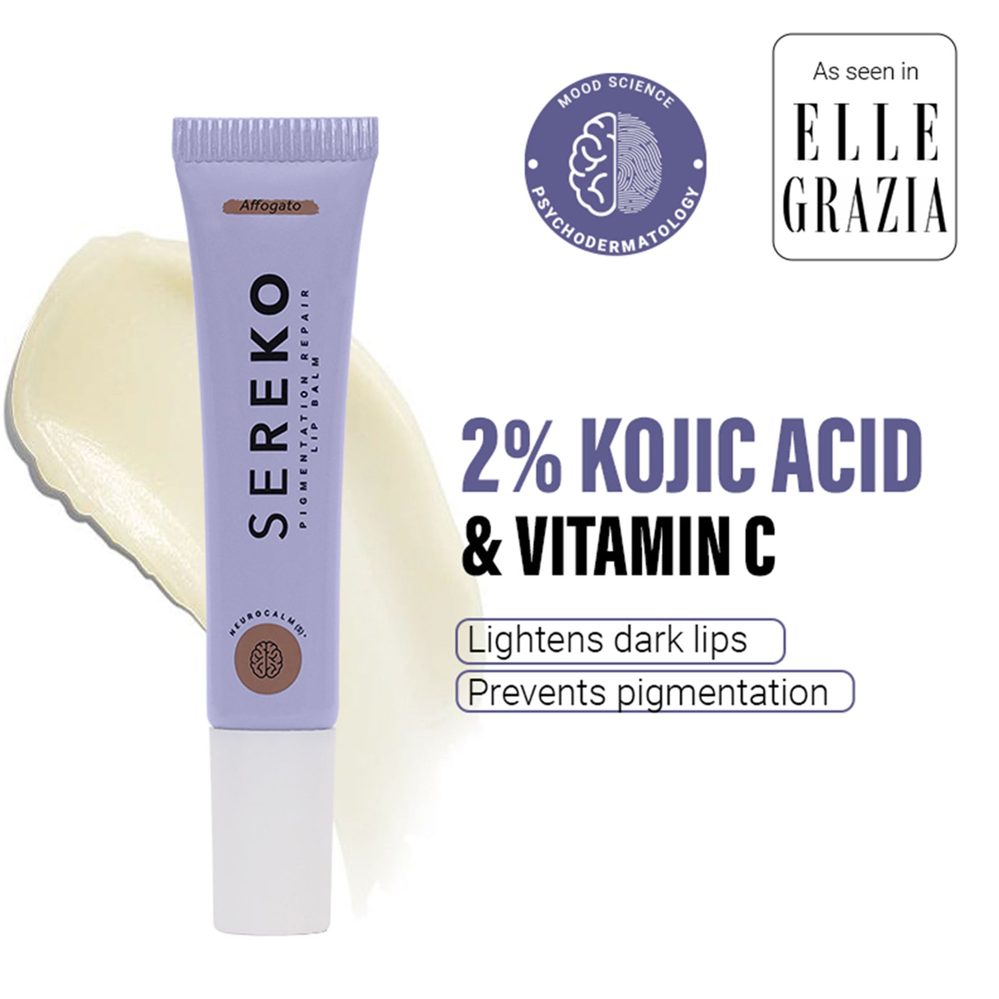 Sereko Hydra - Peptide Lip Balm, Clear, Enriched With Ceramides Barrier Repair Salted Caramel - Affogato