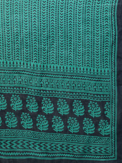 Dhiyona IE Women Navy Blue & Green Printed Kurta with Palazzos & Dupatta