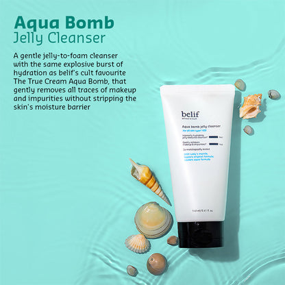 belif Aqua Bomb Jelly Cleanser - Hydrating Vegan Korean Gentle Face Wash & & Makeup Remover