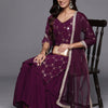 Dhiyona IE Embroidered V-Neck Three-Quarter Sleeves Sequinned Kurta Set