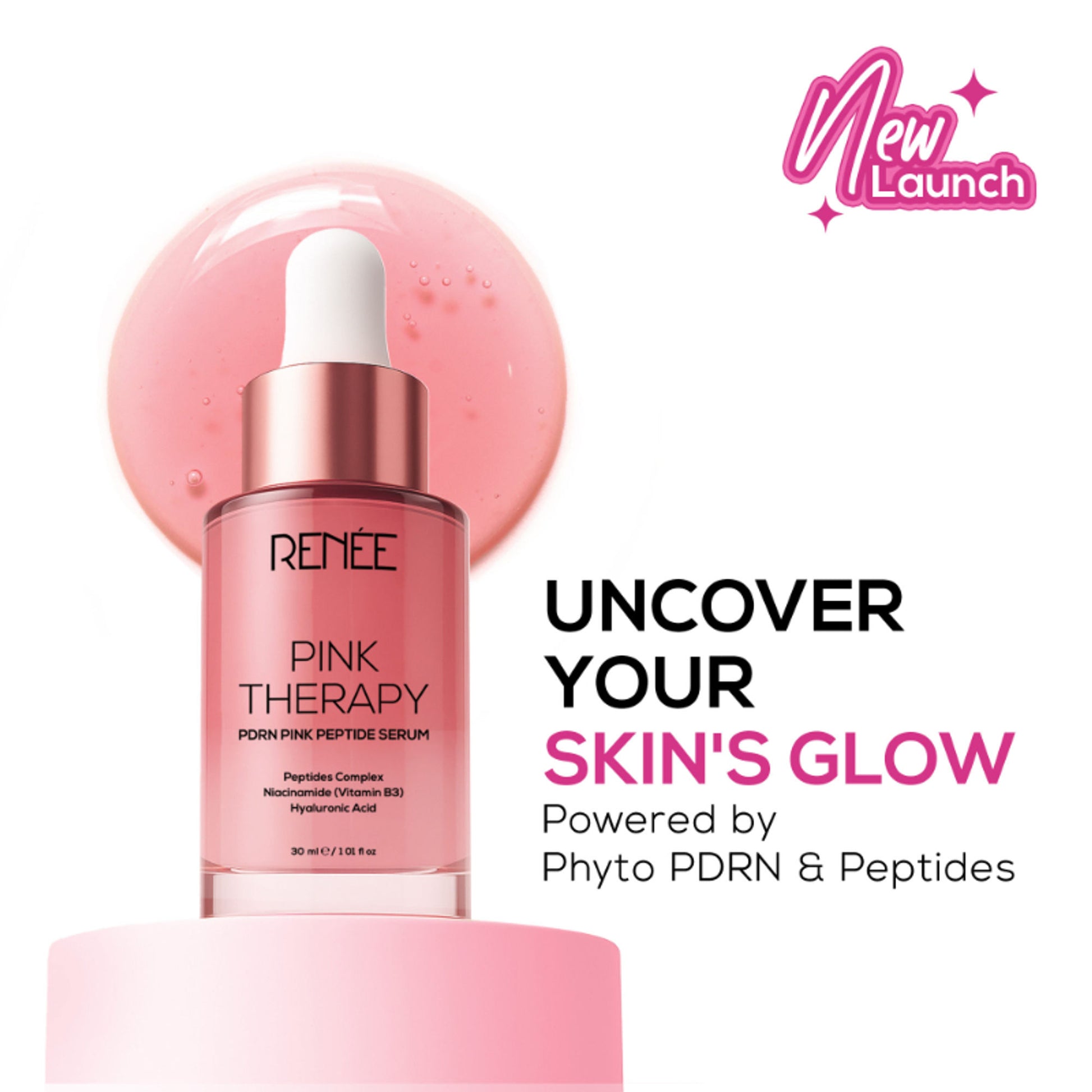 RENEE Pink Therapy PDRN Pink Peptide Face Serum For Radiant & Hydrated Skin With Hyaluronic Acid