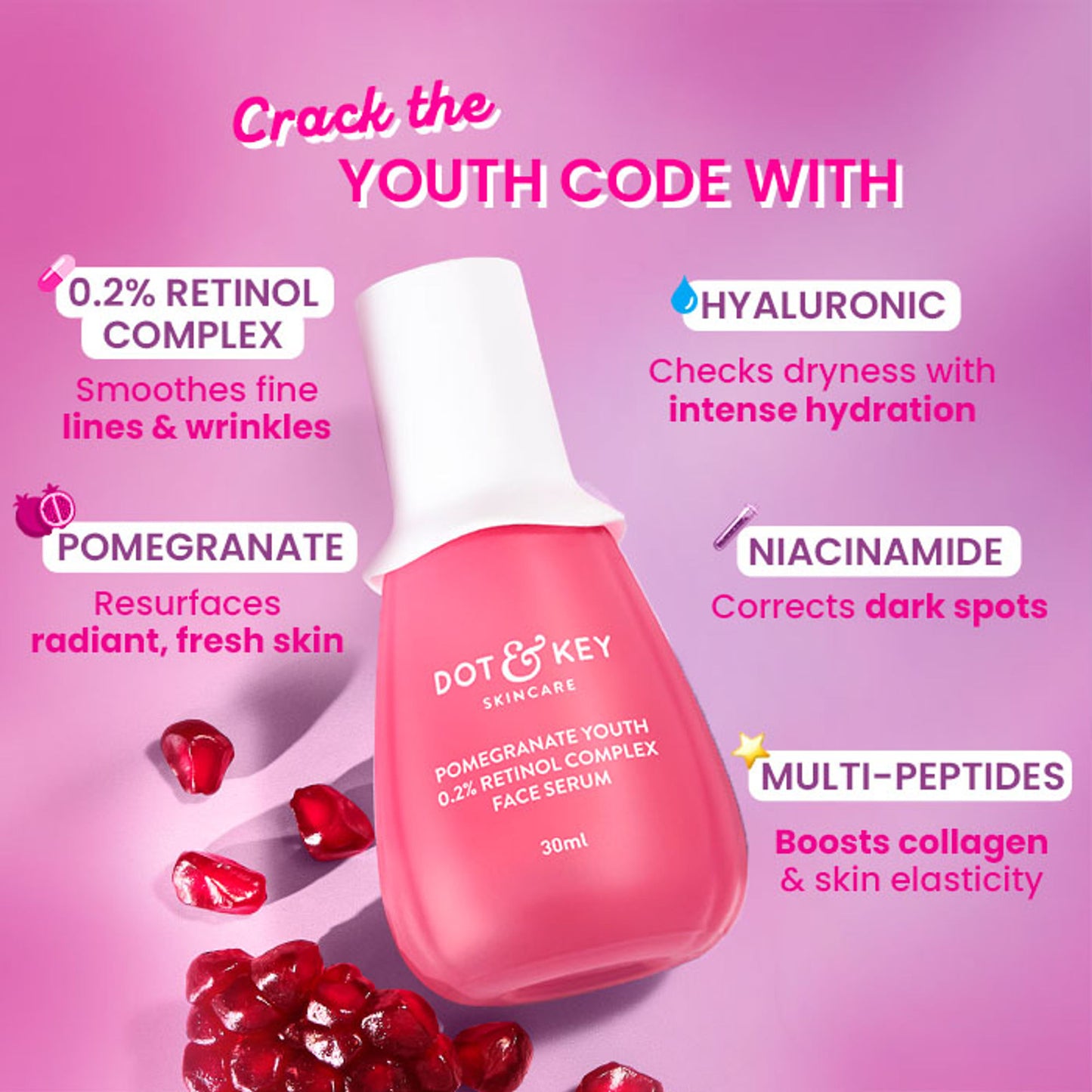 Dot & Key Pomegranate Youth 0.2% Retinol Complex Face Serum
