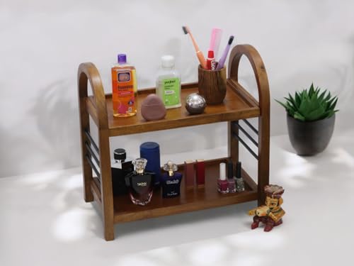 Vesta Homes Wooden Organizer Rack Stand for Kitchen, Bathroom, Countertop & Office 45.5 x 27 x 45 cm