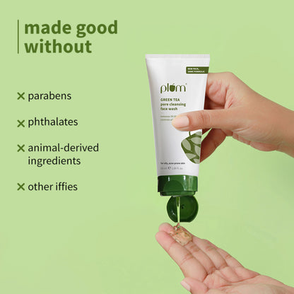 Plum Green Tea Pore Cleansing Gel Face Wash With Glycolic Acid - Fights Pimpels & Control Oil
