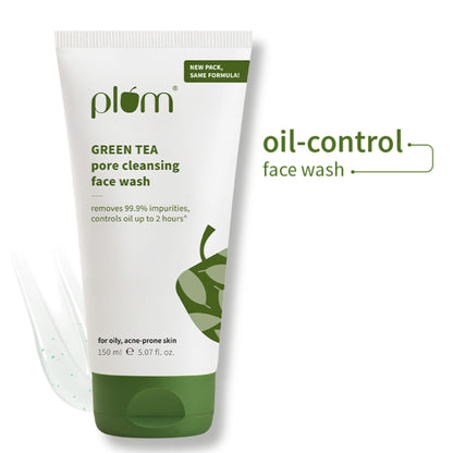 Plum Green Tea Pore Cleansing Gel Face Wash With Glycolic Acid - Fights Pimpels & Control Oil