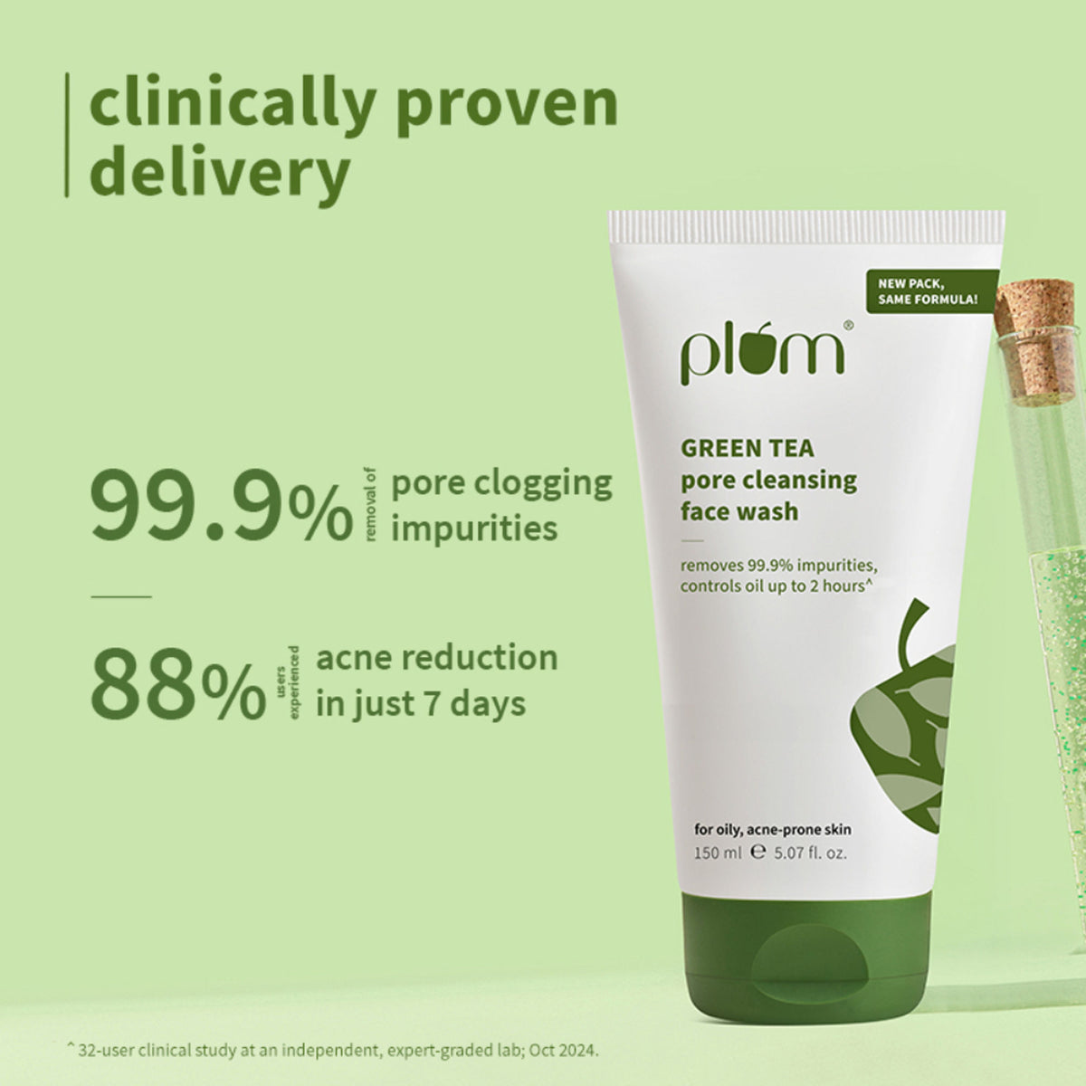 Plum Green Tea Pore Cleansing Gel Face Wash With Glycolic Acid - Fights Pimpels & Control Oil