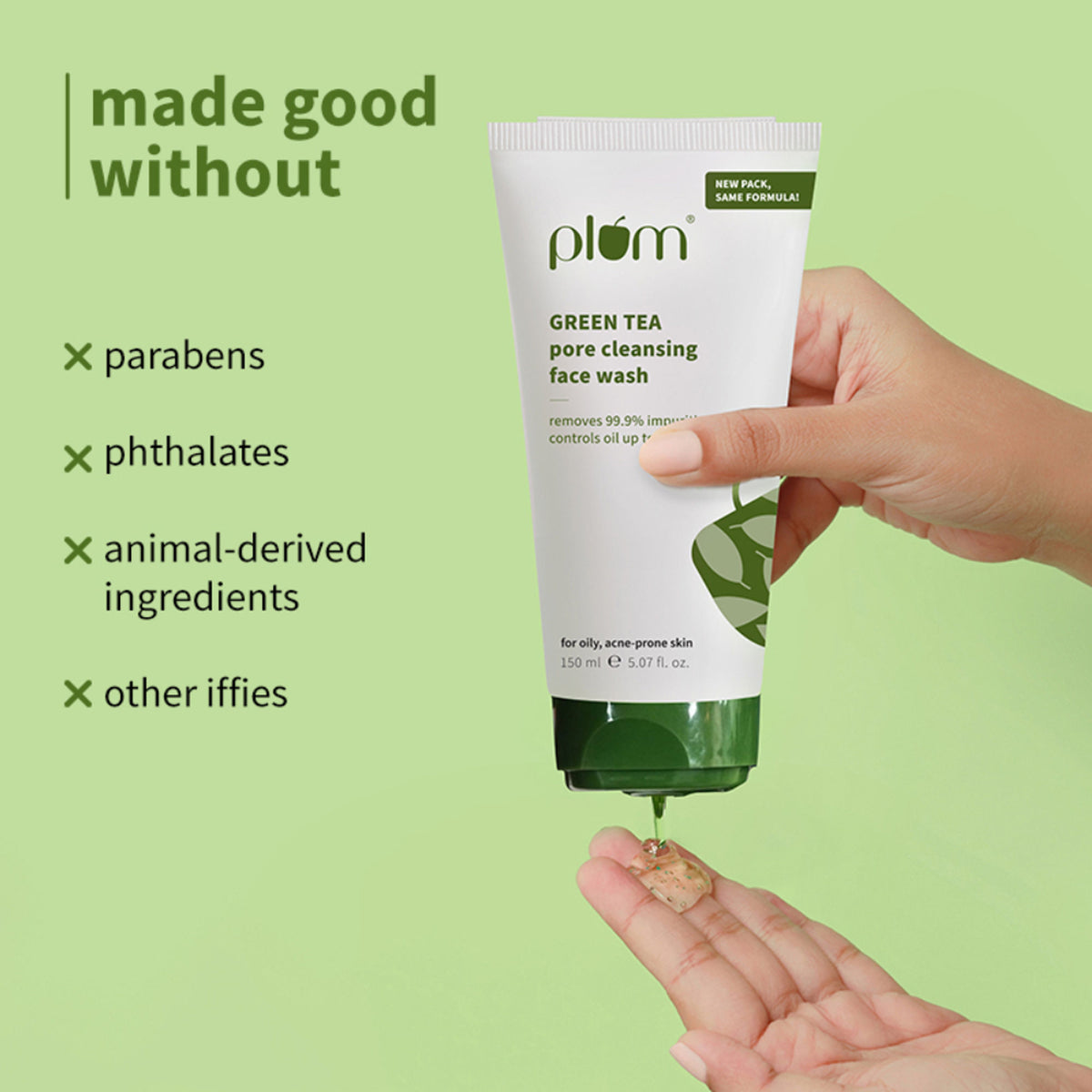 Plum Green Tea Pore Cleansing Gel Face Wash With Glycolic Acid - Fights Pimpels & Control Oil