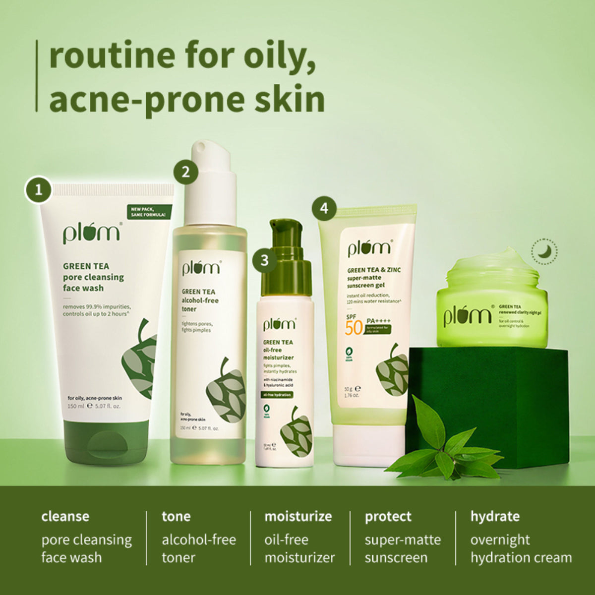 Plum Green Tea Pore Cleansing Gel Face Wash With Glycolic Acid - Fights Pimpels & Control Oil