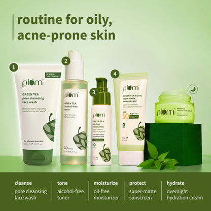 Plum Green Tea Pore Cleansing Gel Face Wash With Glycolic Acid - Fights Pimpels & Control Oil