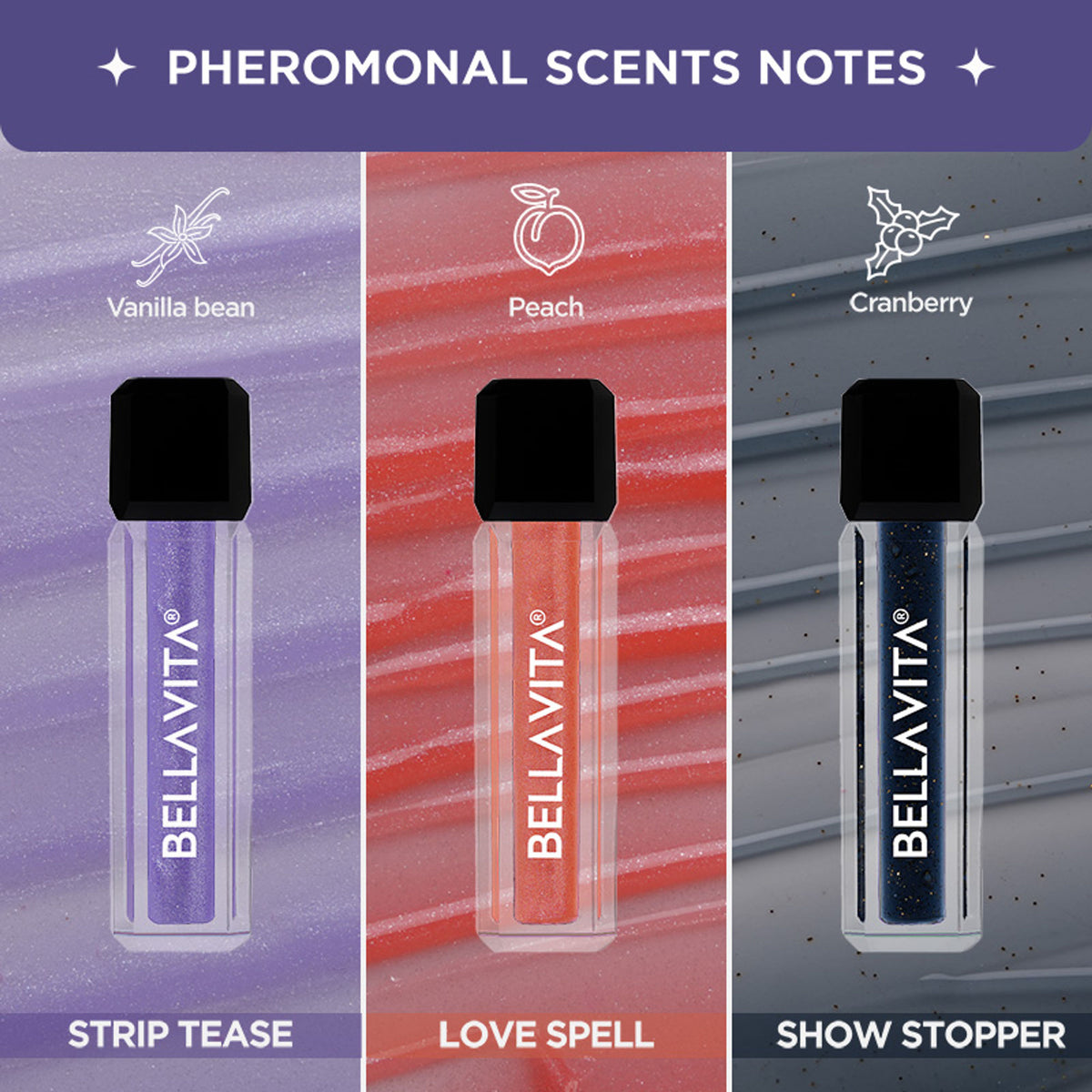 Bella Vita Organic pH Adapting Lip Gloss in Strip Tease, showing the glossy lip product with a natural finish and subtle color.