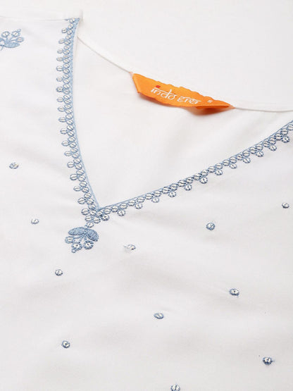 Indyancart IE Ethnic Motifs Embroidered Sequinned Kurta