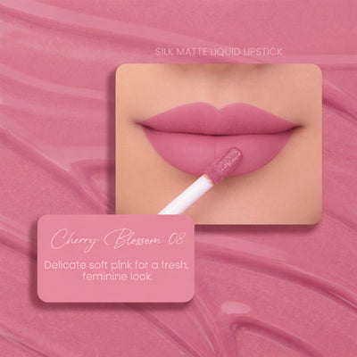 Parul Garg Beauty Silk Matte Liquid Lipstick, Long Lasting & Transfer-Proof - Cherry Blossom 08