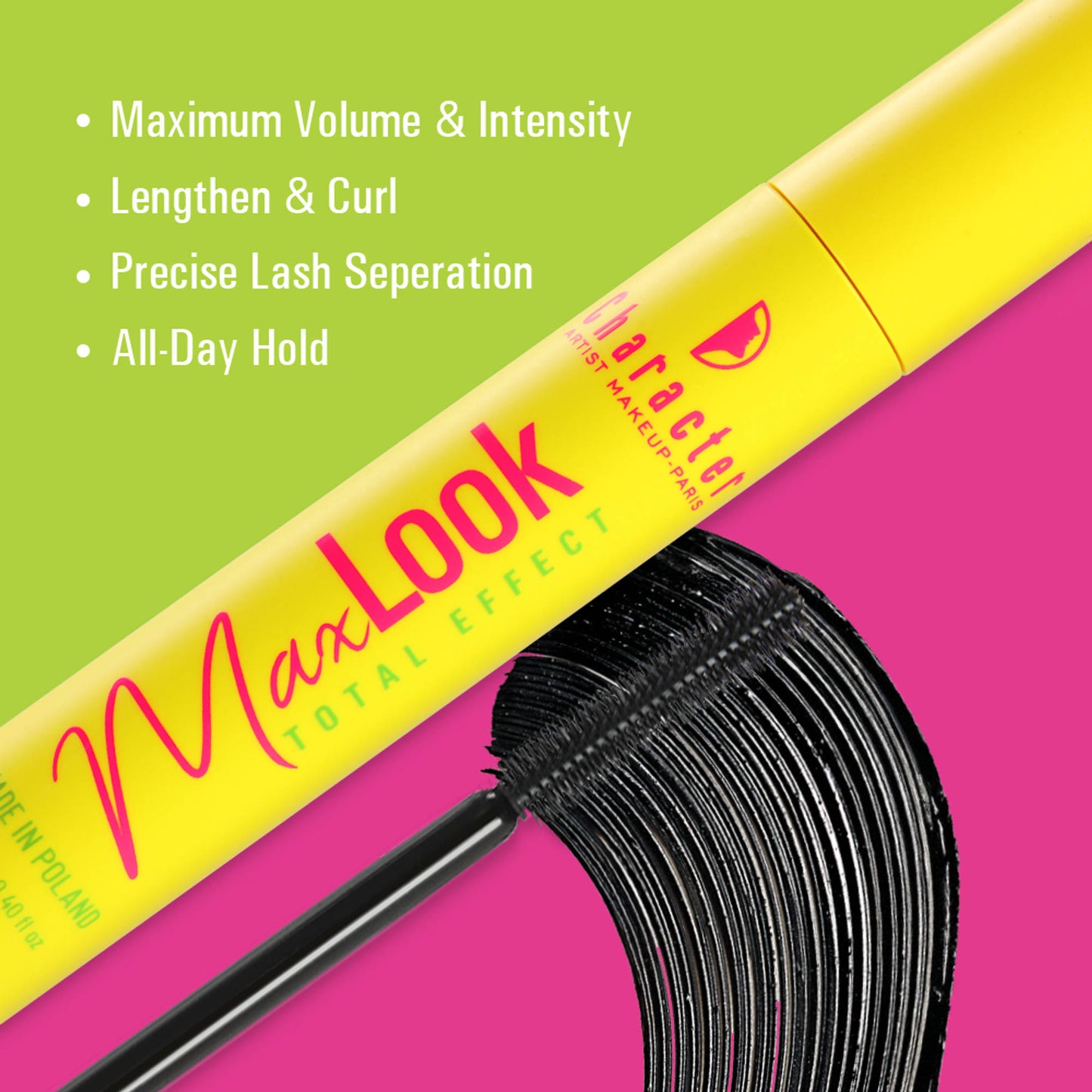 Character Max Look Total Effect Mascara, Smudgeproof, Waterproof, Lasts Upto 24 Hrs - CMT001