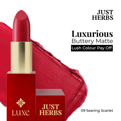 Just Herbs Luxe Satin Melt High Shine Lipstick - 09 Searing Scarlet