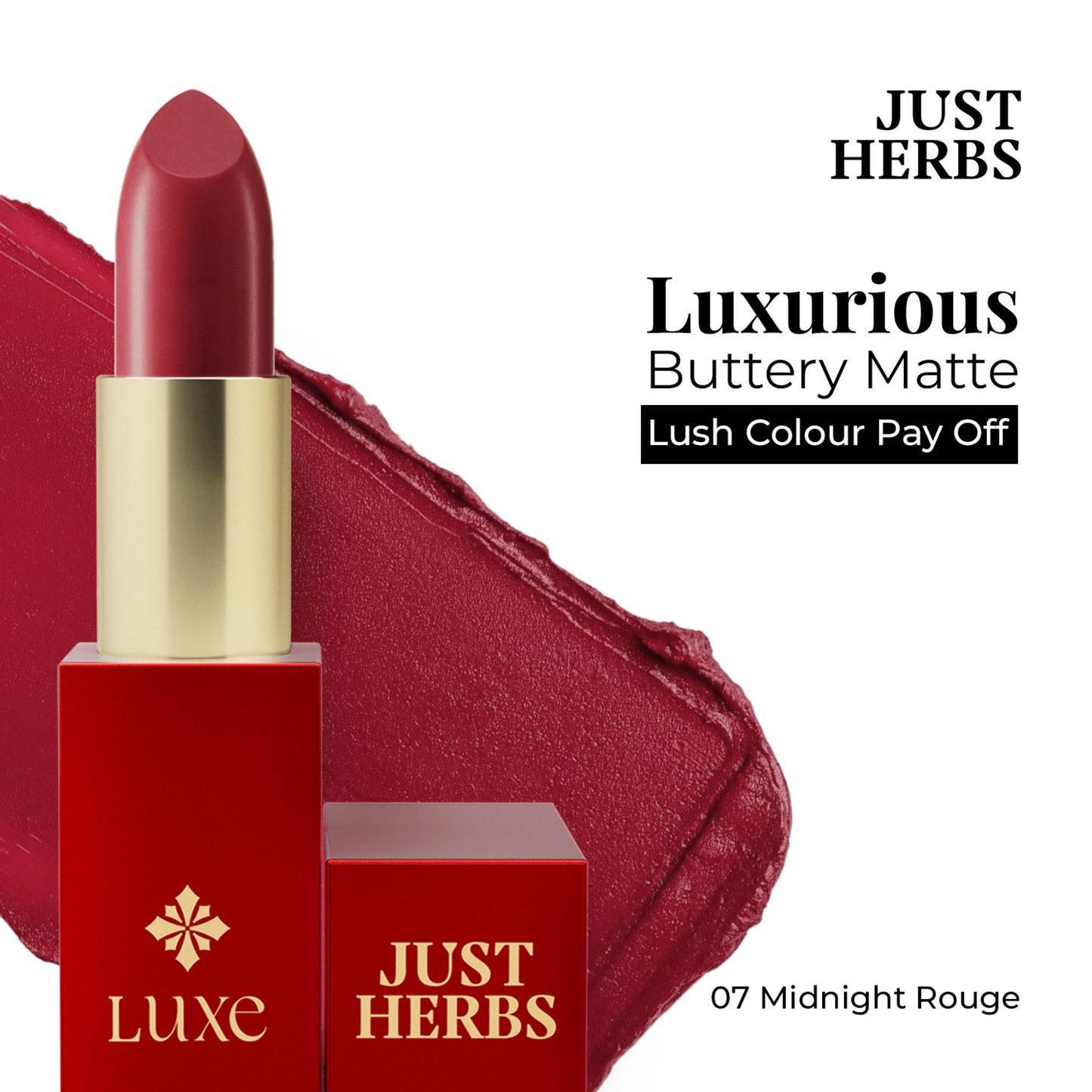 Just Herbs Luxe Satin Melt High Shine Lipstick - 07 Midnight Rouge