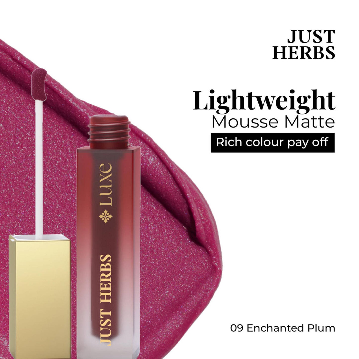 Just Herbs Luxe Dream Muse Mousse Liquid Lipstick - 09 Enchanted Plum