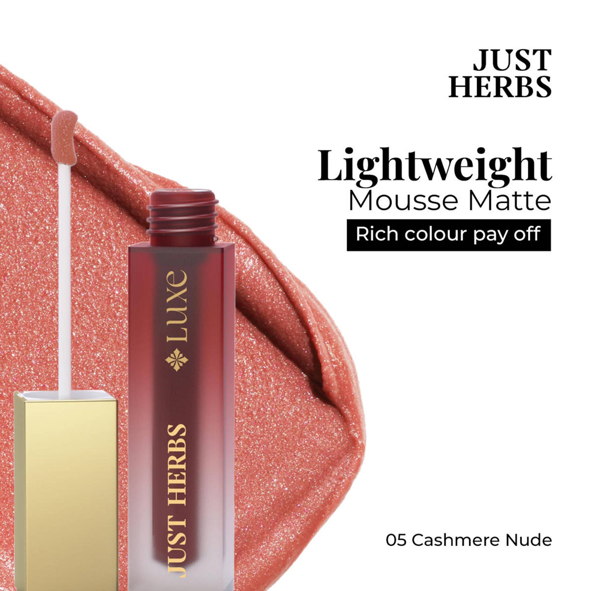 Just Herbs Luxe Dream Muse Mousse Liquid Lipstick - 05 Cashmere Nude
