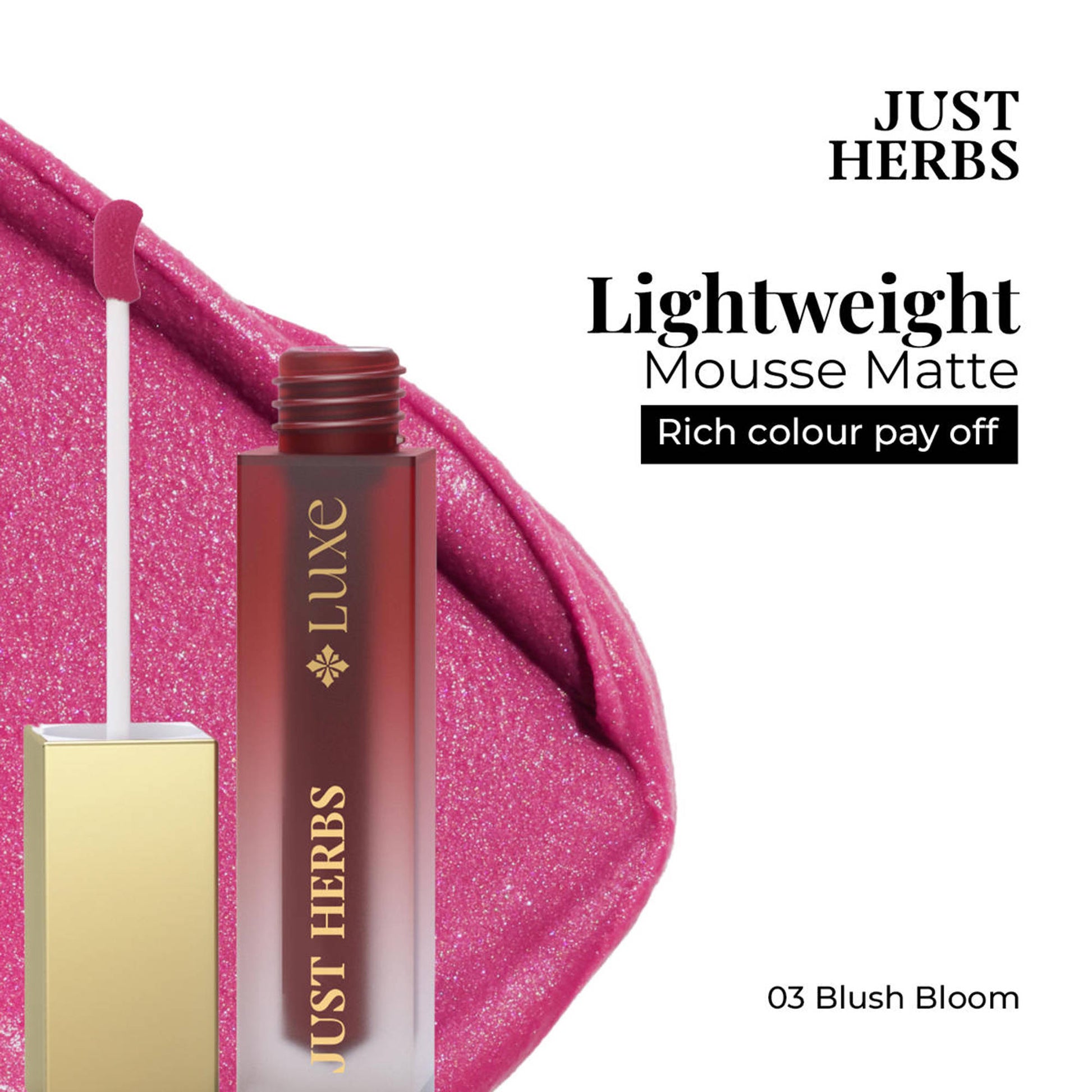 Just Herbs Luxe Dream Muse Mousse Liquid Lipstick - 03 Blush Bloom