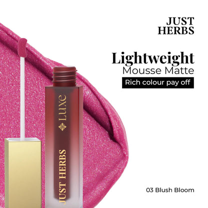 Just Herbs Luxe Dream Muse Mousse Liquid Lipstick - 03 Blush Bloom
