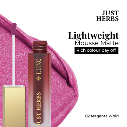 Just Herbs Luxe Dream Muse Mousse Liquid Lipstick - 02 Magenta Whirl
