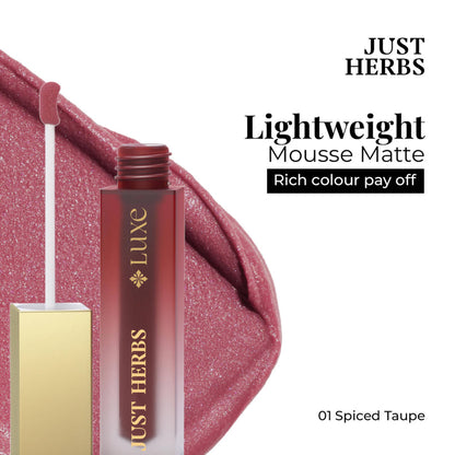 Just Herbs Luxe Dream Muse Mousse Liquid Lipstick - 01 Spiced Taupe