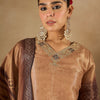 Dhiyona IE Floral Embroidered Embellished V-Neck Straight Kurta with Trouser And Dupatta