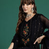 Dhiyona IE Floral Embroidered Panelled Thread Work Kurta with Trousers & With Dupatta