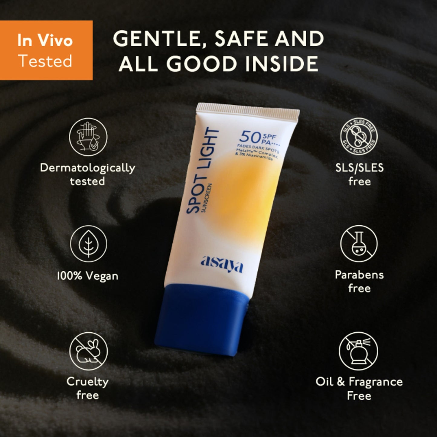 Asaya In-Vivo Tested Spot Light Depigmenting Sunscreen SPF 50 PA++++ No White Cast
