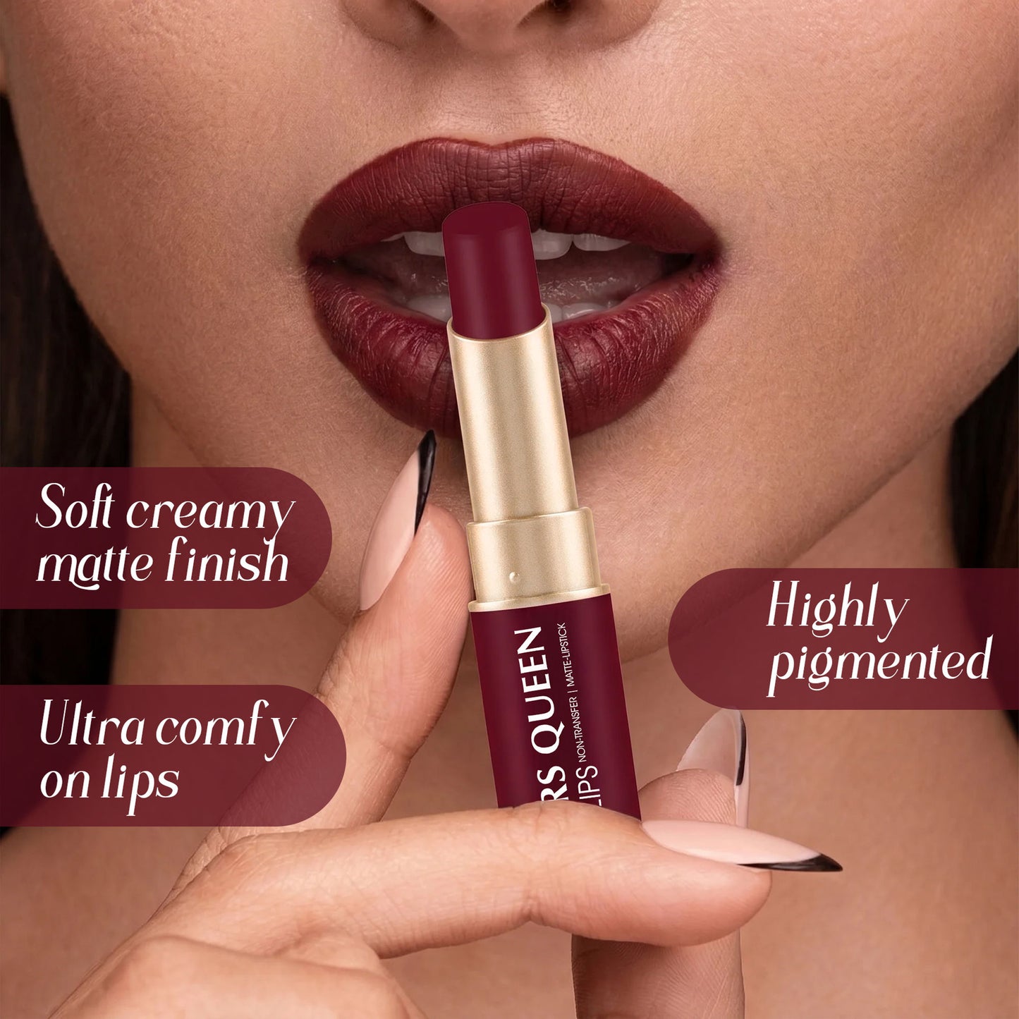 Colors Queen Luscious Lips Non Transfer Matte Lipstick - 03 Rosy Sunday