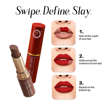 Colors Queen Luscious Lips Non Transfer Matte Lipstick - Espresso-25