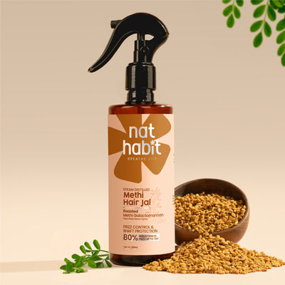 Nat Habit Methi Nourishing Hair Jal Spray for Frizz Control & Smooth, Shine Hair