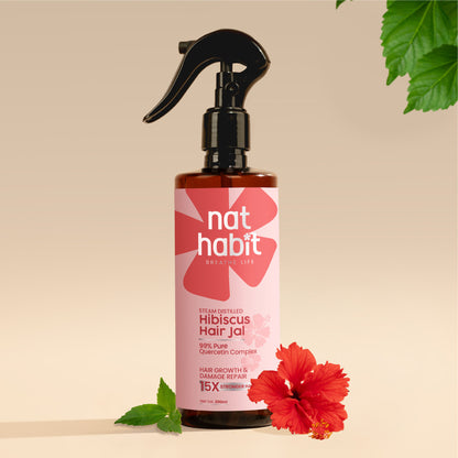 Nat Habit Hibiscus Nourishing Hair Jal Spray for Hair Growth & Damage Repair