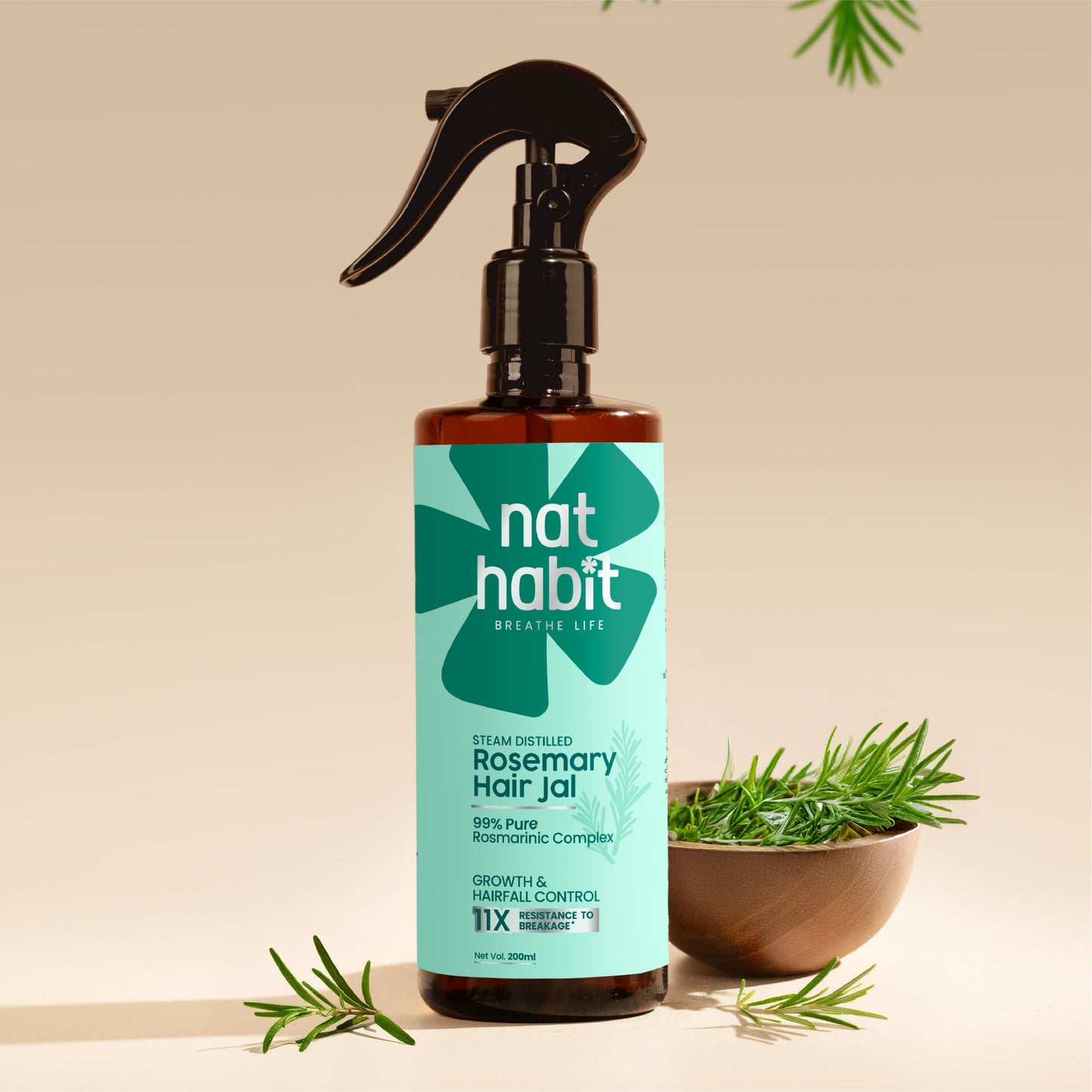 Nat Habit Rosemary Nourishing Hair Jal Spray for Stronger Hair, Frizz Control & Healthy Scalp