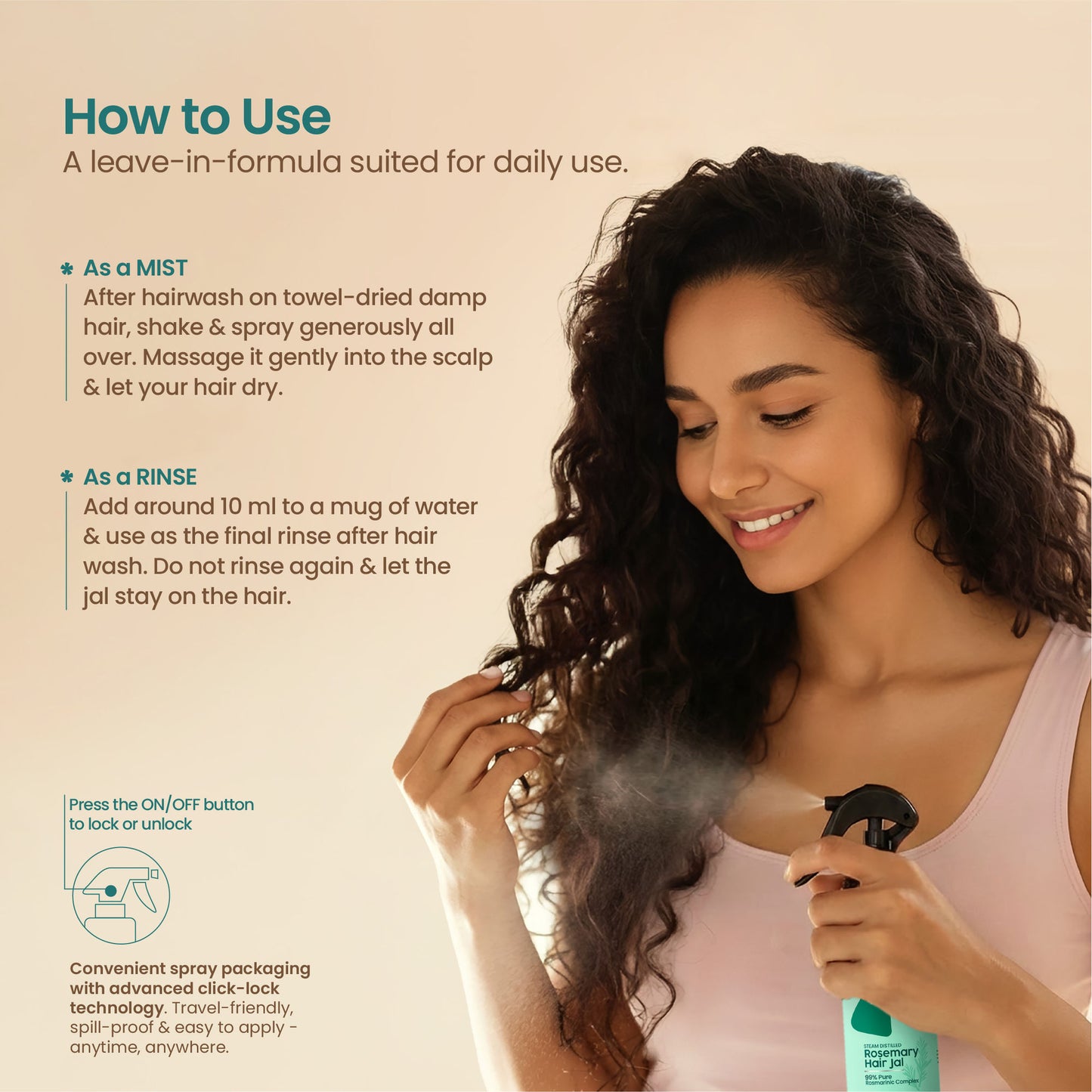 Nat Habit Rosemary Nourishing Hair Jal Spray for Stronger Hair, Frizz Control & Healthy Scalp