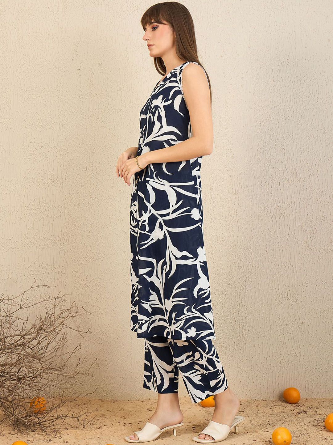 Dhiyona IE Floral Printed Pure Cotton Tunic & Trousers