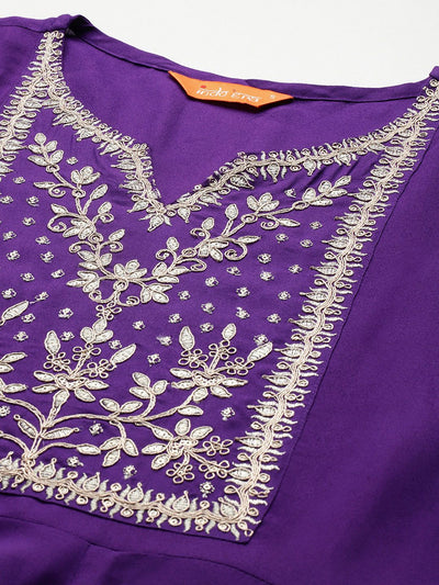 Dhiyona IE Embroidered Sequinned Kurta With Trousers & Dupatta