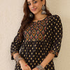Dhiyona IE Women Printed Pleated Mirror Work Pure Cotton Kurta with Trousers