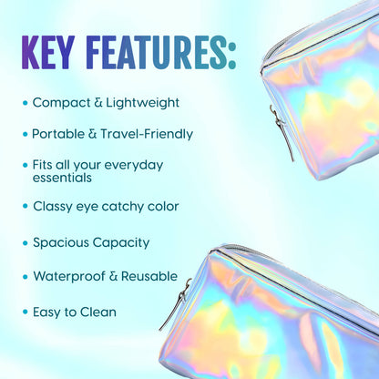 Matra Holographic Makeup Pouch Bag Multiuse Cosmetic Travel Organizer Vanity & Toiletry Storage Kit