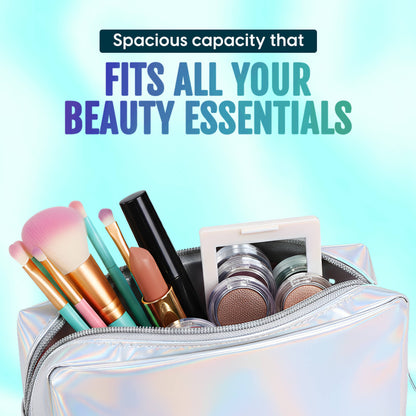 Matra Holographic Makeup Pouch Bag Multiuse Cosmetic Travel Organizer Vanity & Toiletry Storage Kit