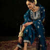Indyancart IE Ethnic Motifs Embroidered Gotta Patti Straight Kurta With Trousers & Dupatta