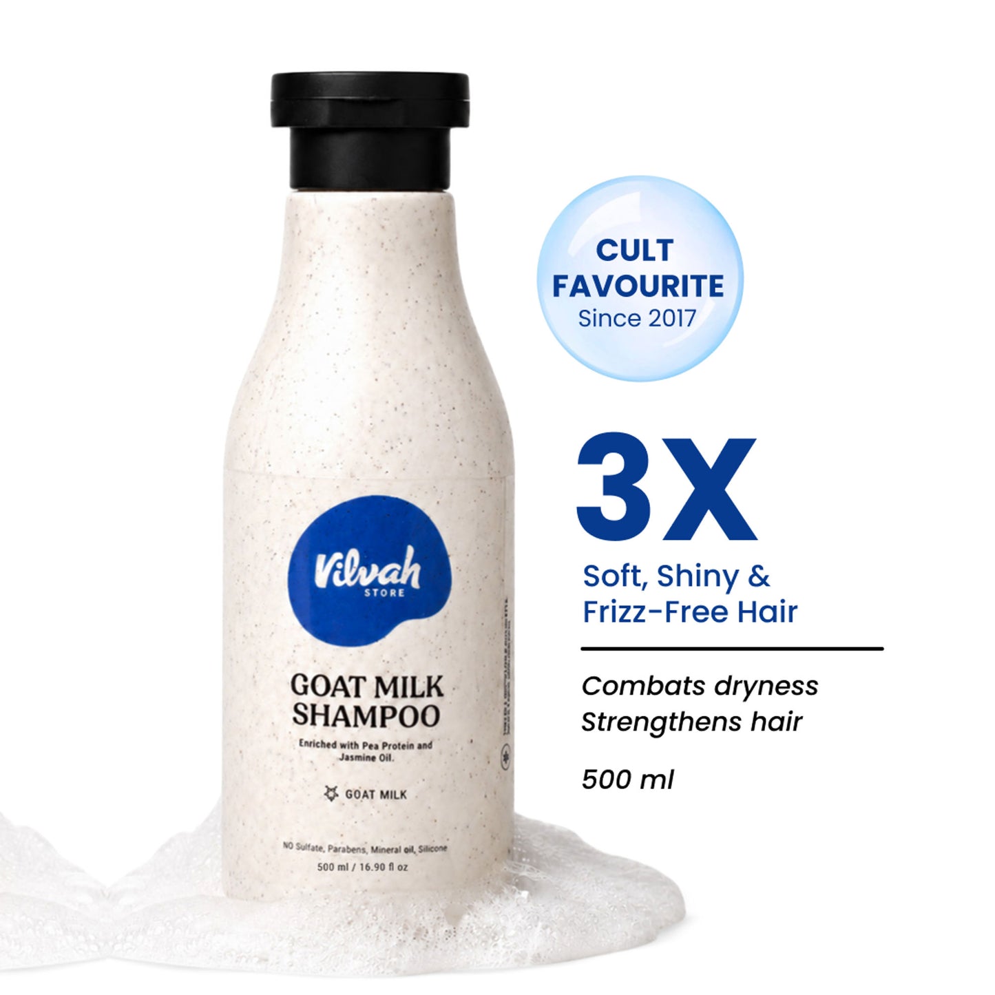 Vilvah Goat Milk Shampoo Strengthens Roots, Frizz Control & Balances Scalp Ph