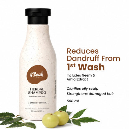 Vilvah Herbal Anti Dandruff Shampoo With Neem, Black Pepper & Amla For Dandruff & Itch Control