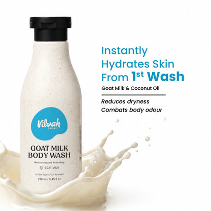 Vilvah Goat Milk Body Wash For Deep Cleansing, Pore Care & Skin Nourishment