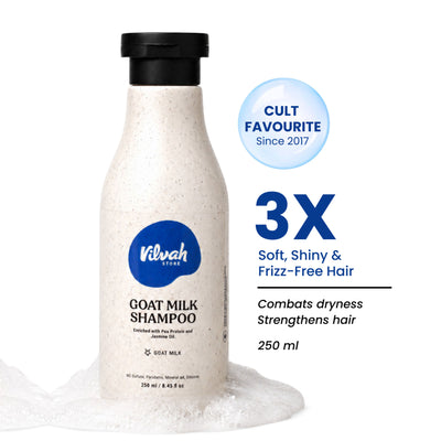 Vilvah Goat Milk Shampoo Combats Frizz, Repairs Damage & Strengthens Roots With Pea Protein