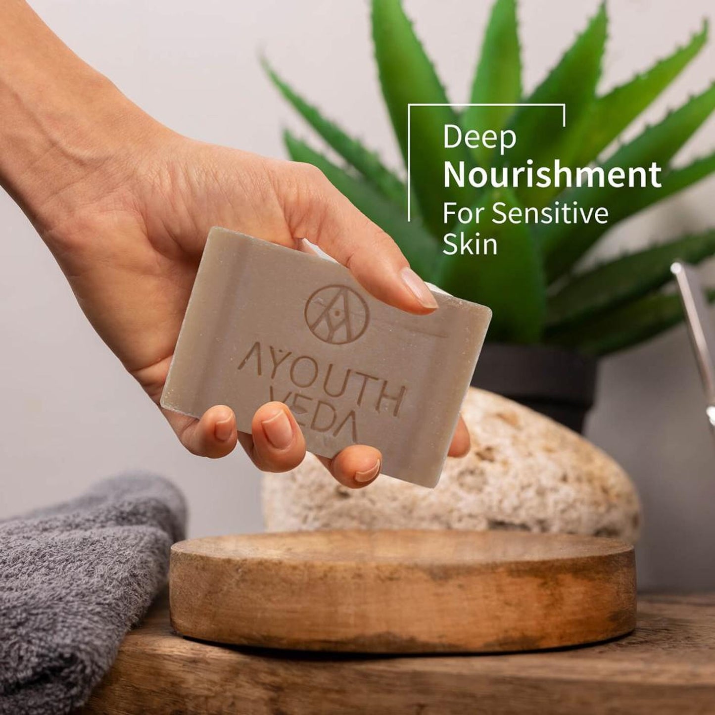 Delicate Skin Castile Soap with Tulsi, Neem, Coconut & Olive Oils for Gentle Skin Cleansing
