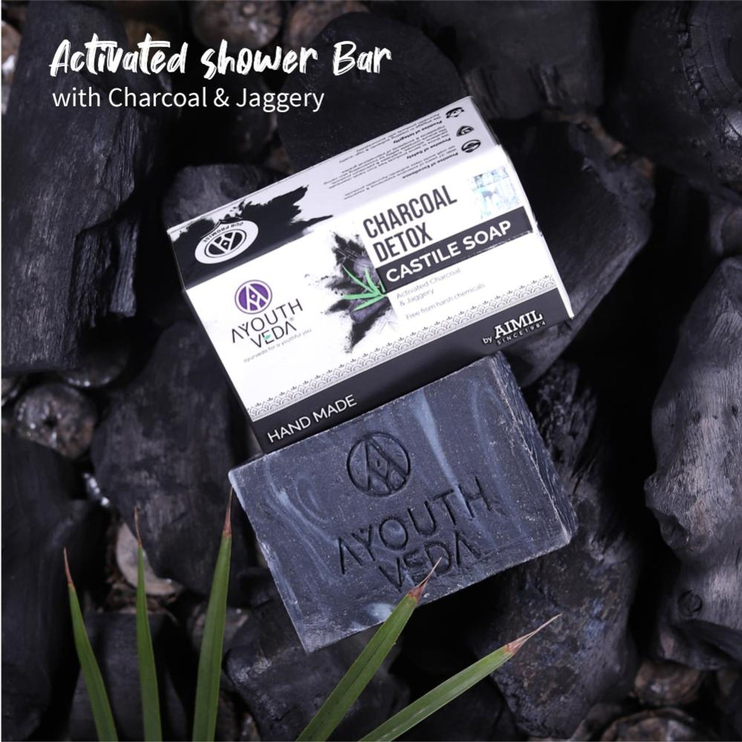 Charcoal Detox Handmade Castile Soap with Jaggery & Nourishing Oils to Deep Cleanse & Purify Skin
